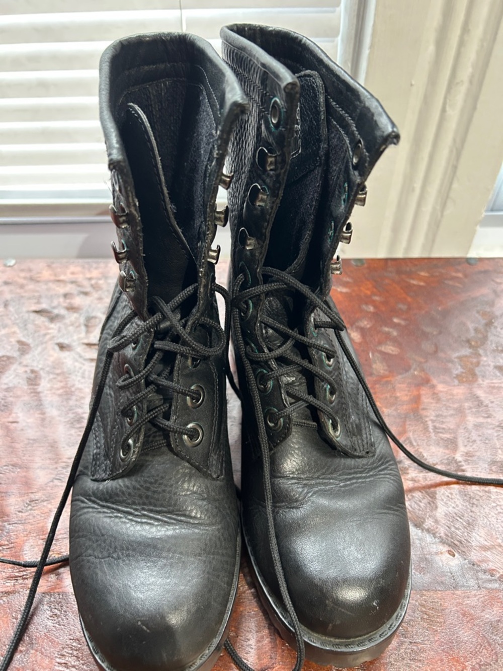 Nine West Black Leather Combat Boots Vintage - Picture 3 of 8